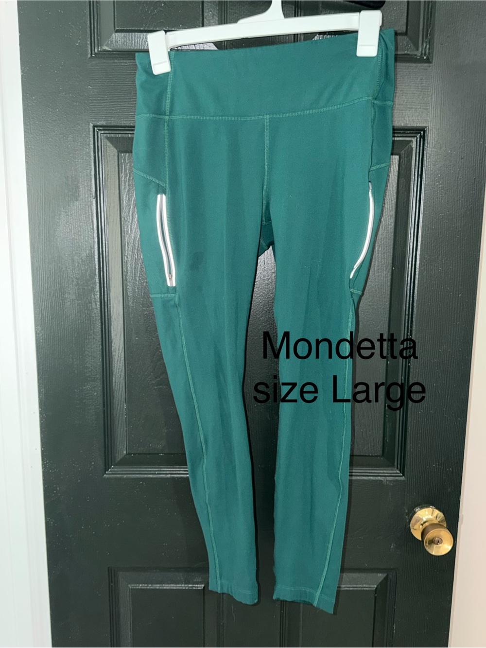 Mondetta Teal Active Leggings with Zip Pocket Accents